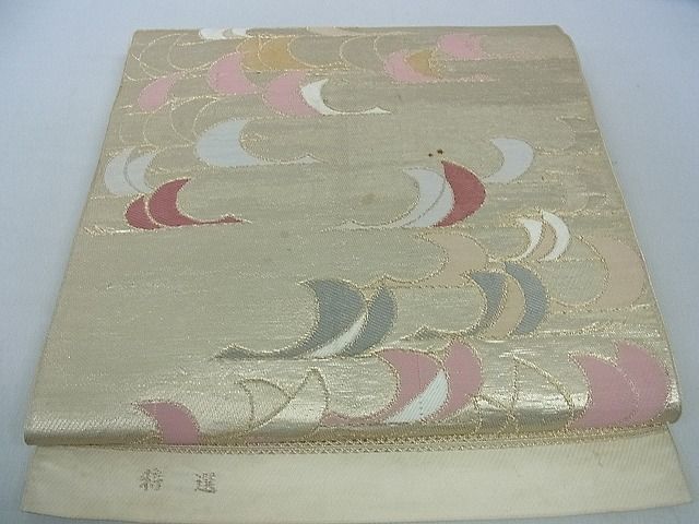 平和屋着物■六通柄 本袋帯 飛鶴文 金糸 逸品 ev1165