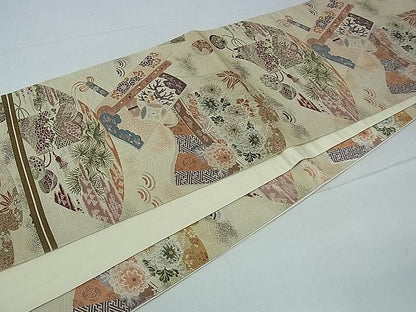 平和屋着物■全通柄袋帯　草花絵巻文　逸品　ev1207