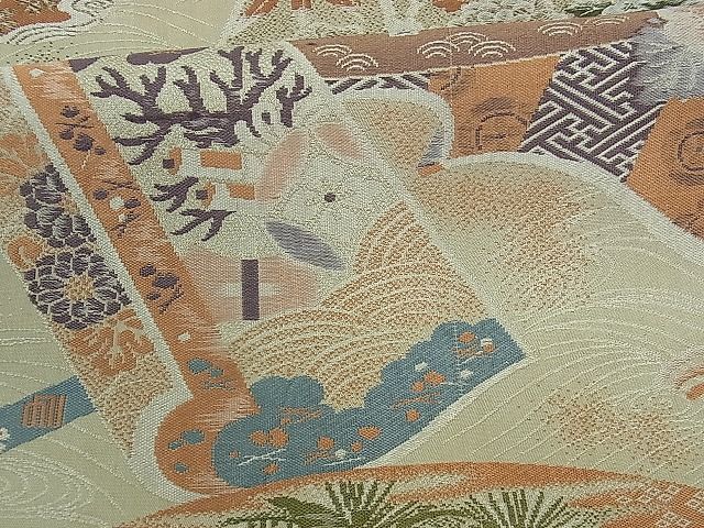 平和屋着物■全通柄袋帯　草花絵巻文　逸品　ev1207