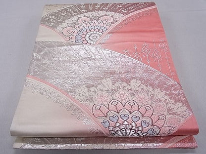 平和屋着物■六通柄袋帯 唐織 正倉院花文 銀糸 逸品 ev1267
