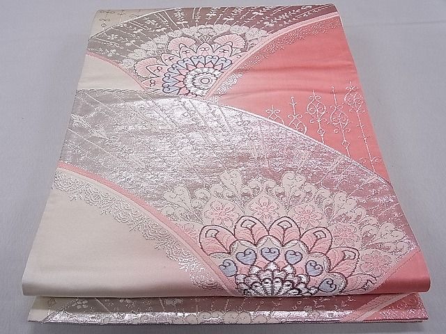 平和屋着物■六通柄袋帯 唐織 正倉院花文 銀糸 逸品 ev1267