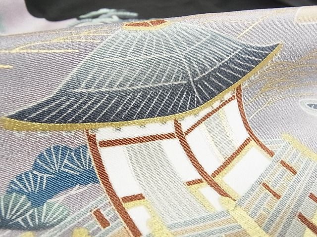 平和屋着物■豪華黒留袖　風景松文　金彩　着丈158cm　裄丈62.5cm　正絹　逸品　B-ey2442