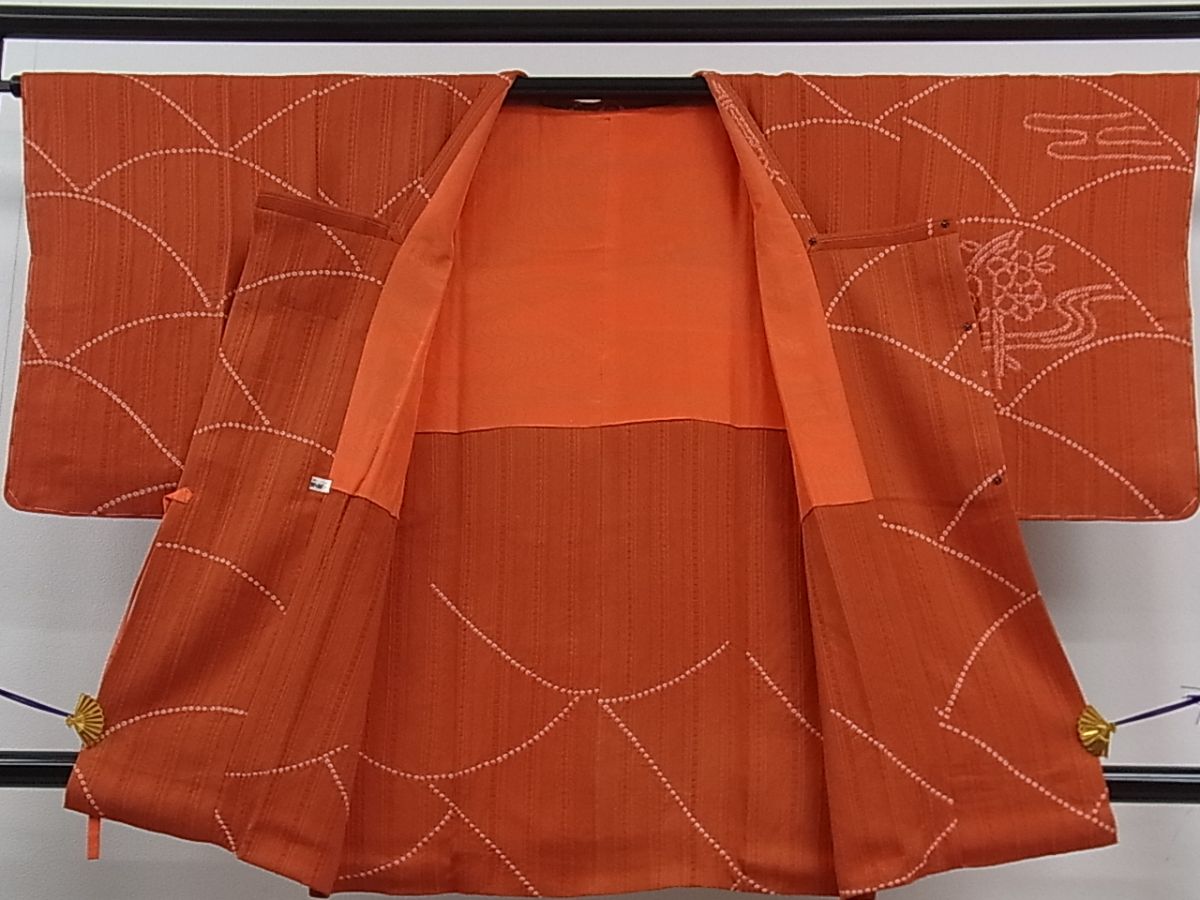 平和屋着物■道行コート　絞り　流水花文　逸品　fb4568