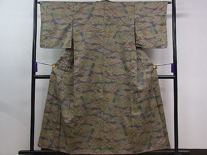 平和屋着物■上質なお召 風景文 逸品 fb5596