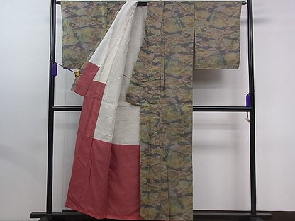 平和屋着物■上質なお召 風景文 逸品 fb5596