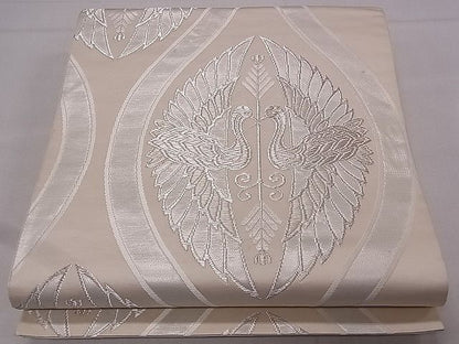 平和屋着物■六通柄袋帯 立涌向かい鳥 銀糸 逸品 fb8985