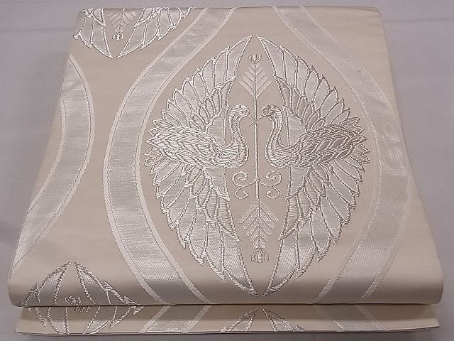 平和屋着物■六通柄袋帯 立涌向かい鳥 銀糸 逸品 fb8985