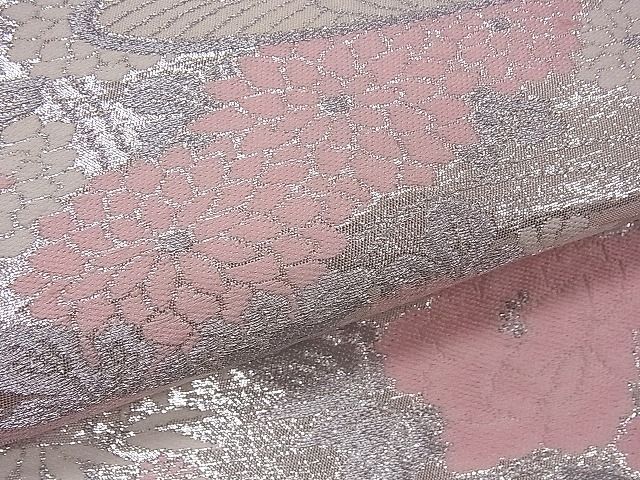 平和屋着物■六通柄袋帯 流水花文 銀糸 逸品 fb8986