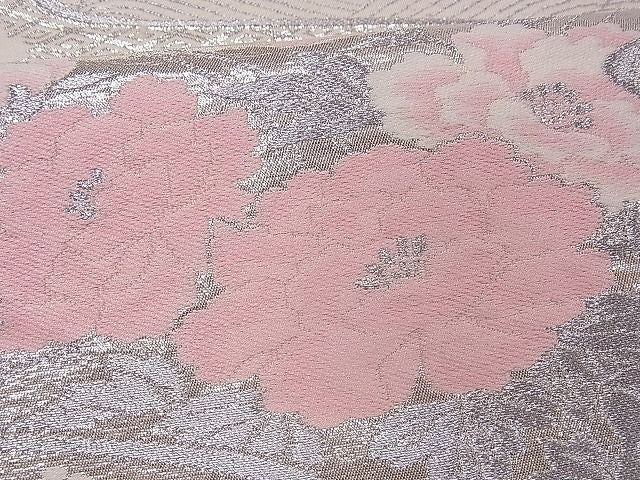 平和屋着物■六通柄袋帯 流水花文 銀糸 逸品 fb8986