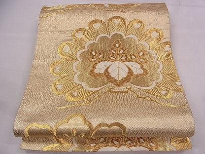 平和屋着物■六通柄袋帯　唐織　桐松文　金糸　逸品　fb8996