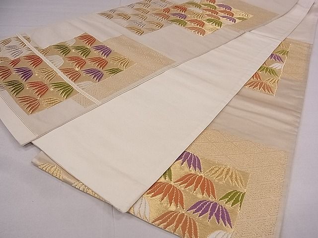 平和屋着物■六通柄袋帯 唐織 笹 金銀糸 逸品 fb9018