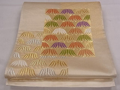 平和屋着物■六通柄袋帯 唐織 笹 金銀糸 逸品 fb9018