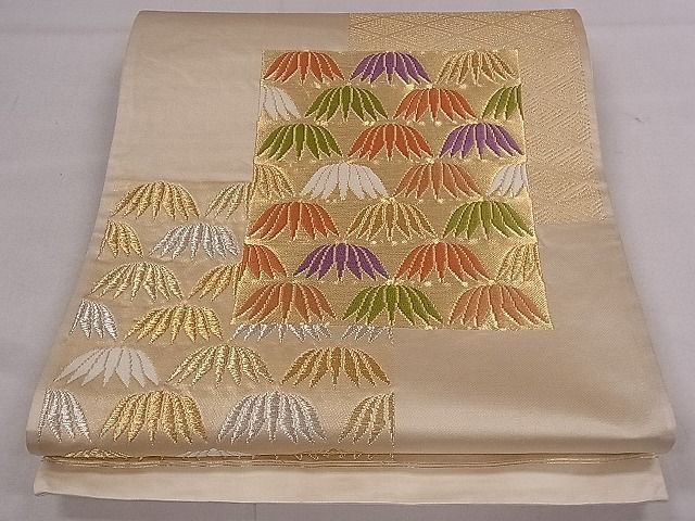 平和屋着物■六通柄袋帯 唐織 笹 金銀糸 逸品 fb9018