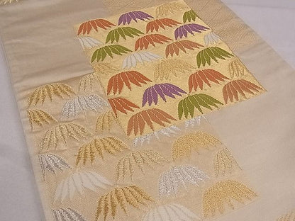平和屋着物■六通柄袋帯 唐織 笹 金銀糸 逸品 fb9018