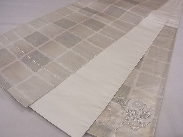 平和屋着物■太鼓柄袋帯 刺繍 源氏車 銀糸 逸品 fb9031