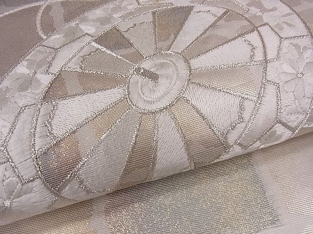 平和屋着物■太鼓柄袋帯 刺繍 源氏車 銀糸 逸品 fb9031
