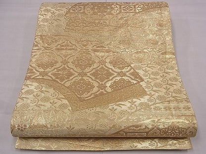 平和屋着物■六通柄袋帯 地紙花文 金糸 逸品 fb9054