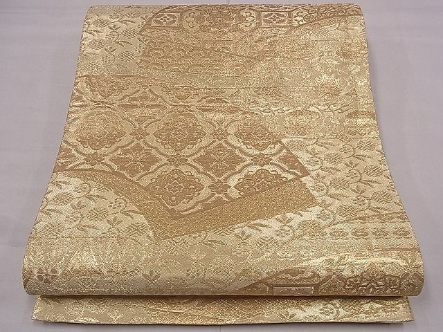 平和屋着物■六通柄袋帯 地紙花文 金糸 逸品 fb9054