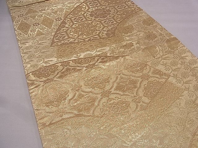 平和屋着物■六通柄袋帯 地紙花文 金糸 逸品 fb9054
