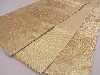 平和屋着物■六通柄袋帯 地紙花文 金糸 逸品 fb9054