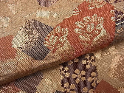 平和屋着物■六通柄袋帯 色紙花文 花兎 金糸 逸品 fb9057