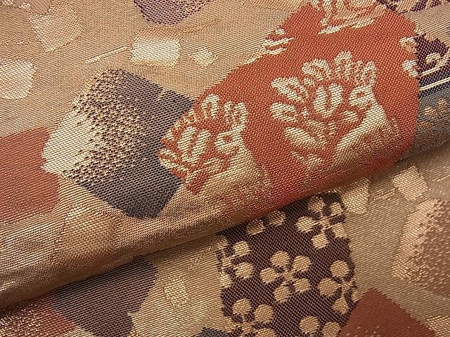 平和屋着物■六通柄袋帯 色紙花文 花兎 金糸 逸品 fb9057