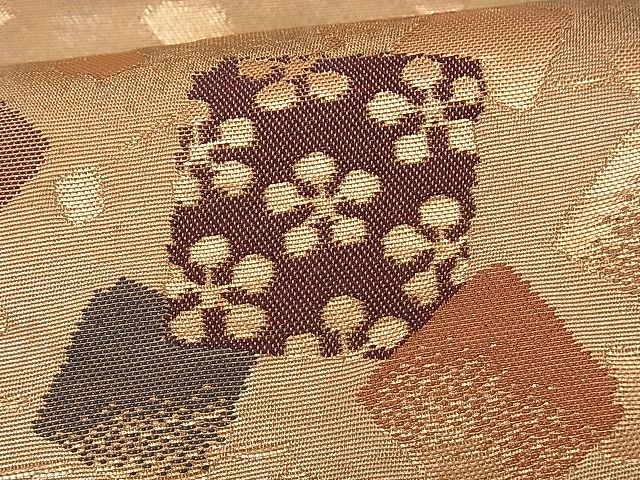 平和屋着物■六通柄袋帯 色紙花文 花兎 金糸 逸品 fb9057