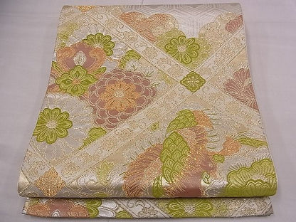 平和屋着物■六通柄袋帯 唐織 鳳凰草花菱天井文 金銀糸 逸品 fb9067