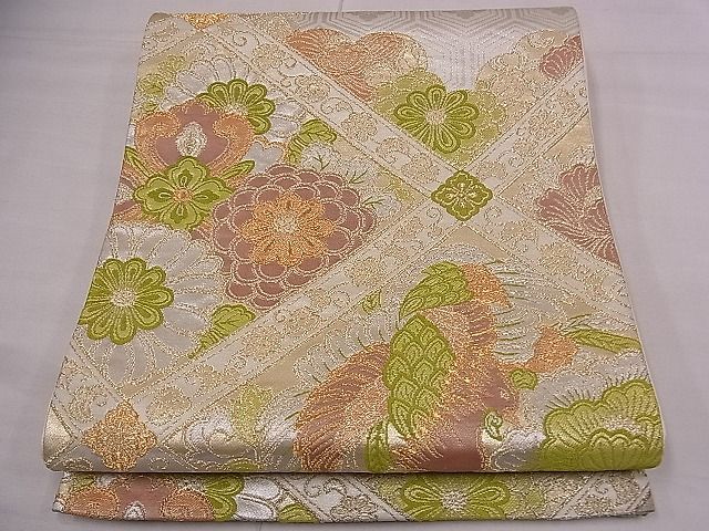 平和屋着物■六通柄袋帯 唐織 鳳凰草花菱天井文 金銀糸 逸品 fb9067