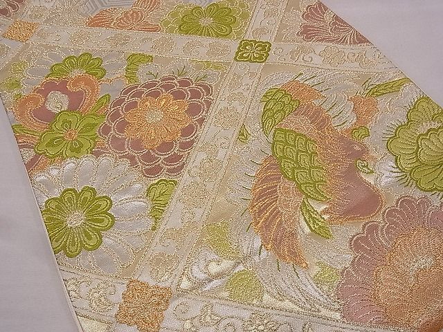 平和屋着物■六通柄袋帯 唐織 鳳凰草花菱天井文 金銀糸 逸品 fb9067