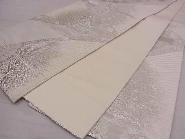 平和屋着物■六通柄袋帯 扇面花文 銀糸 逸品 fb9069