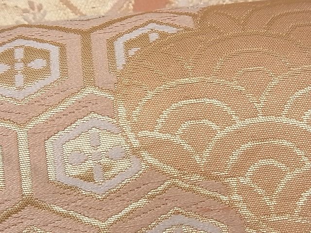 平和屋着物■六通柄袋帯 飛鶴雲取り亀甲花文 金糸 逸品 fb9089