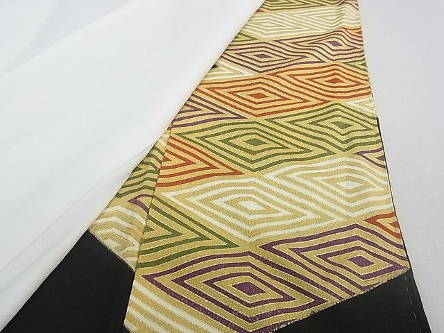 平和屋着物■豪華黒留袖　駒刺繍　菱文　金彩　逸品　fe3412