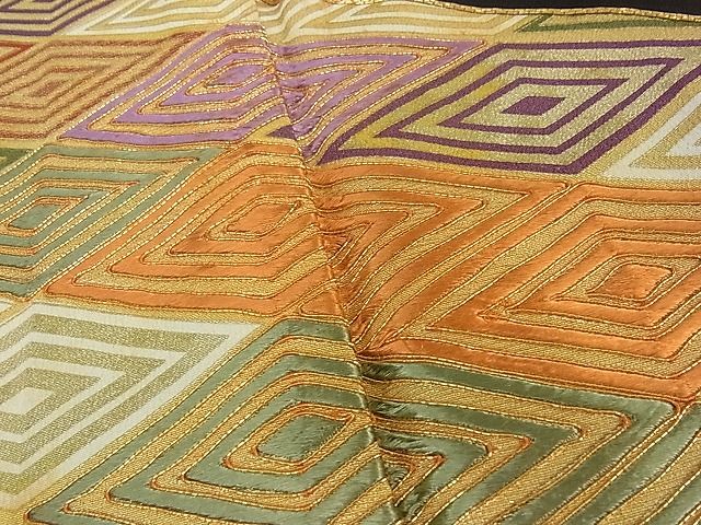 平和屋着物■豪華黒留袖　駒刺繍　菱文　金彩　逸品　fe3412