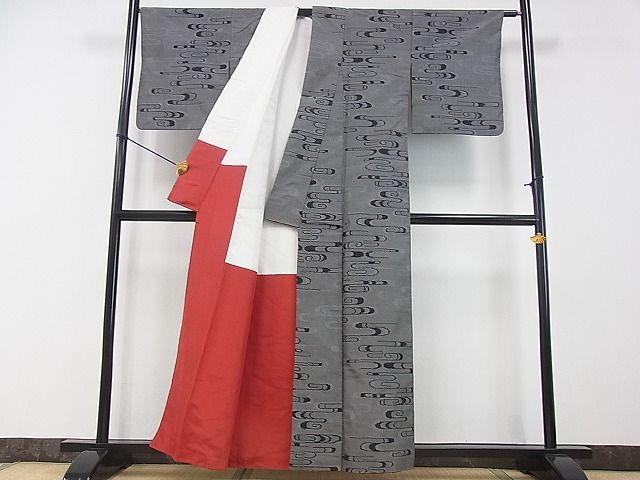平和屋着物■上質な紬 渦文 逸品 fe4033