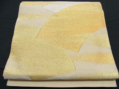 平和屋着物■太鼓柄袋帯 綴れ 地紙重ね霞文 金銀糸 逸品 n-fn0146