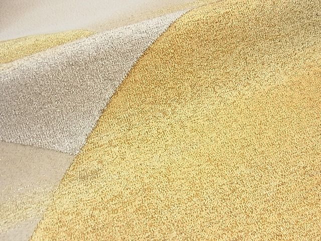 平和屋着物■太鼓柄袋帯 綴れ 地紙重ね霞文 金銀糸 逸品 n-fn0146