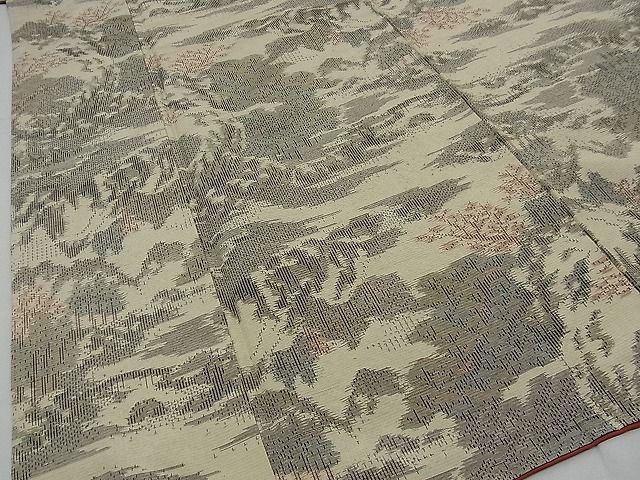 平和屋着物■上質な紬　流水風景文　逸品　n-fn0254