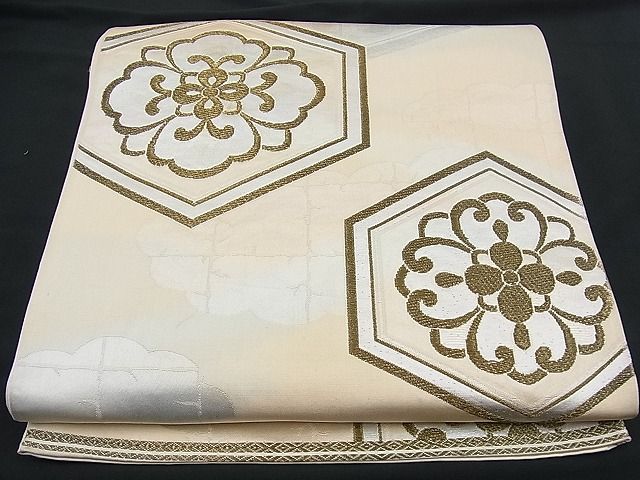 平和屋着物■六通柄袋帯 花菱亀甲文 金銀糸 逸品 n-fn0349