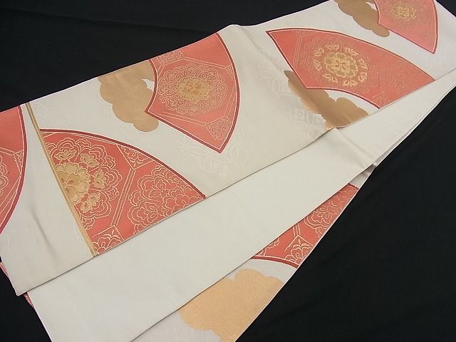 平和屋着物■六通柄袋帯 唐織 地紙蜀江花菱文 金糸 逸品 n-fn0380