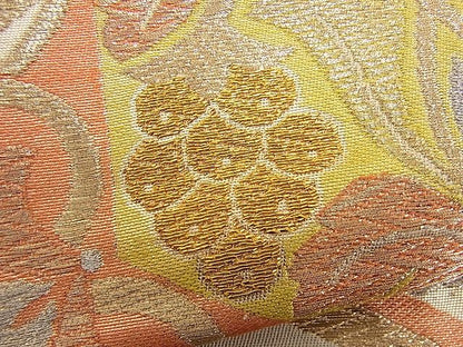 平和屋着物■六通柄袋帯 亀甲葡萄蔦の葉文 金銀糸 逸品 n-fn0506