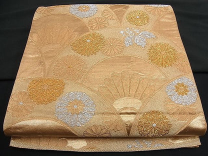 平和屋着物■六通柄袋帯 花青海波 金銀糸 逸品 n-fn0510