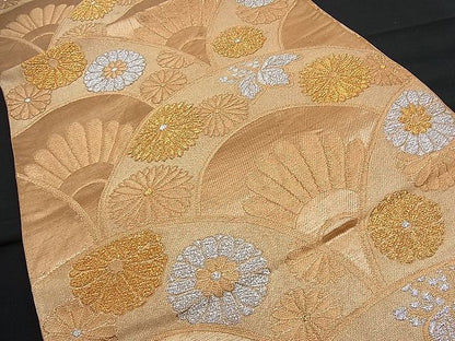 平和屋着物■六通柄袋帯 花青海波 金銀糸 逸品 n-fn0510