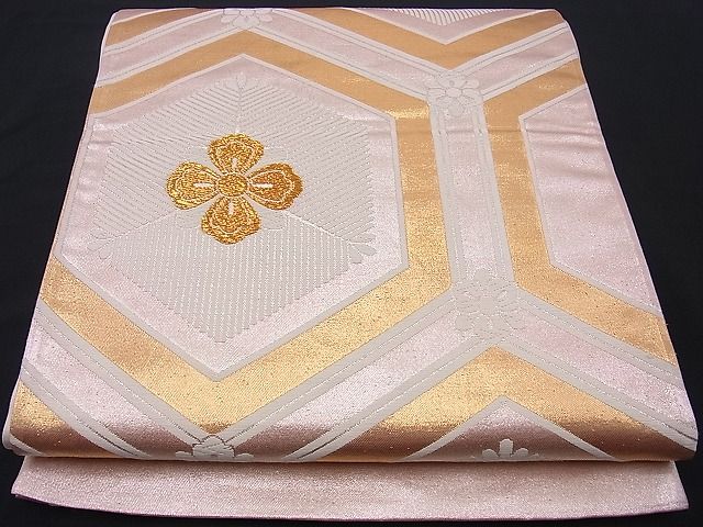 平和屋着物■西陣 六通柄袋帯 唐織 亀甲若松葉花文 金糸 逸品 n-fn0721