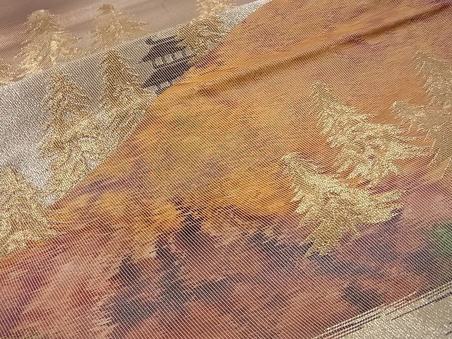 平和屋着物■六通柄袋帯 樹林風景文 金糸 逸品 n-fn0723