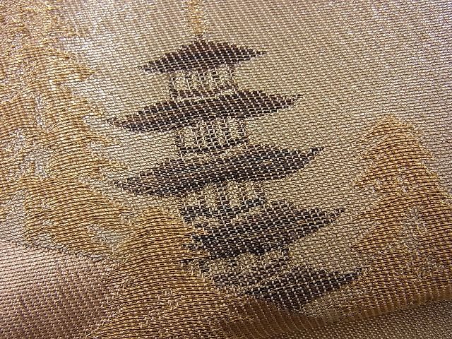 平和屋着物■六通柄袋帯 樹林風景文 金糸 逸品 n-fn0723