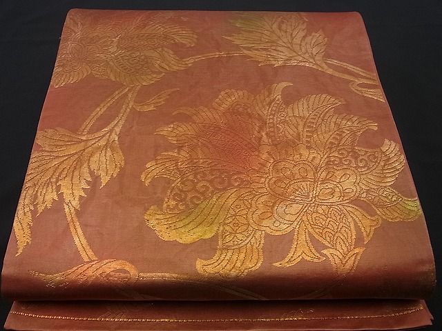 平和屋着物■六通柄袋帯 更紗花文 金糸 逸品 n-fn0724