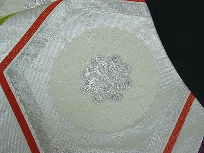 平和屋着物■六通柄袋帯 唐織 亀甲菊松葉 銀糸 逸品 ft0338