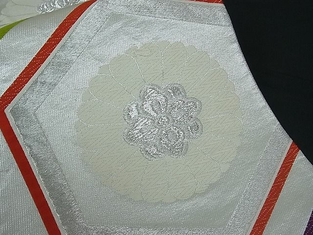 平和屋着物■六通柄袋帯 唐織 亀甲菊松葉 銀糸 逸品 ft0338
