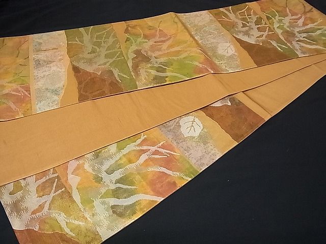平和屋着物■六通柄袋帯 枝葉文 金銀糸 逸品 ft0477